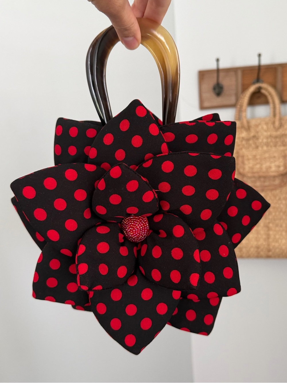 Mad by Design Black & Red Polka Dot Flower Handbag